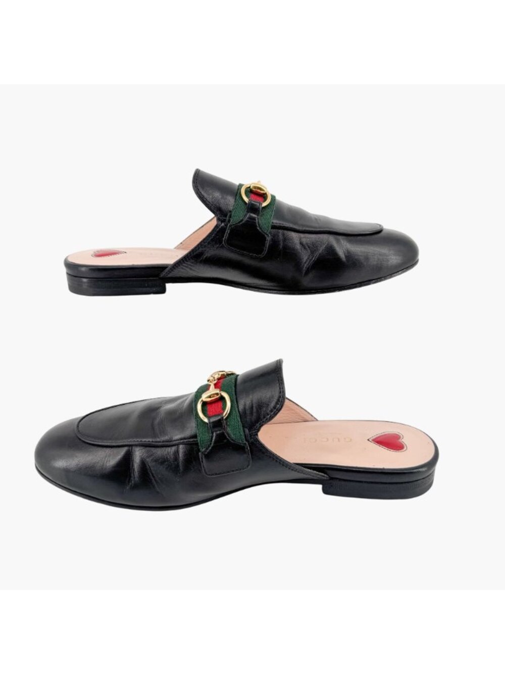 Gucci Princetown Web Stripe Horsebit Loafer Mule Size 36 US 6 Black Leather Flat - Picture 10 of 14